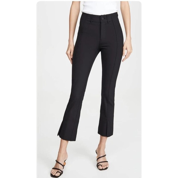 Ayr Pants - AYR Black The Sizzle Pants Denim Split Hem Cropped Size 10 $225 High Rise